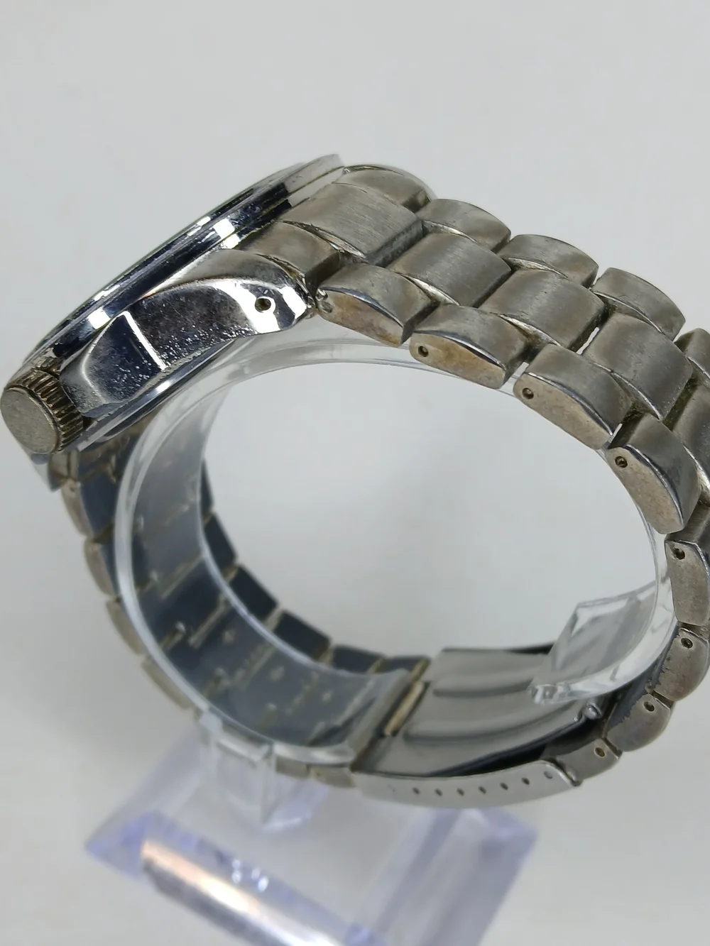 ​Merona FMDM252 Men Watch Silver Tone Blue Bezel Silver Dial Japan Movt